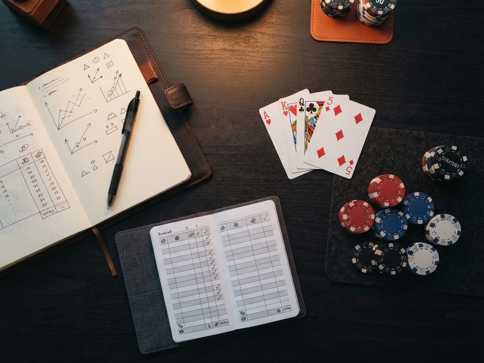 Casino playing tips and strategy accessories laid out