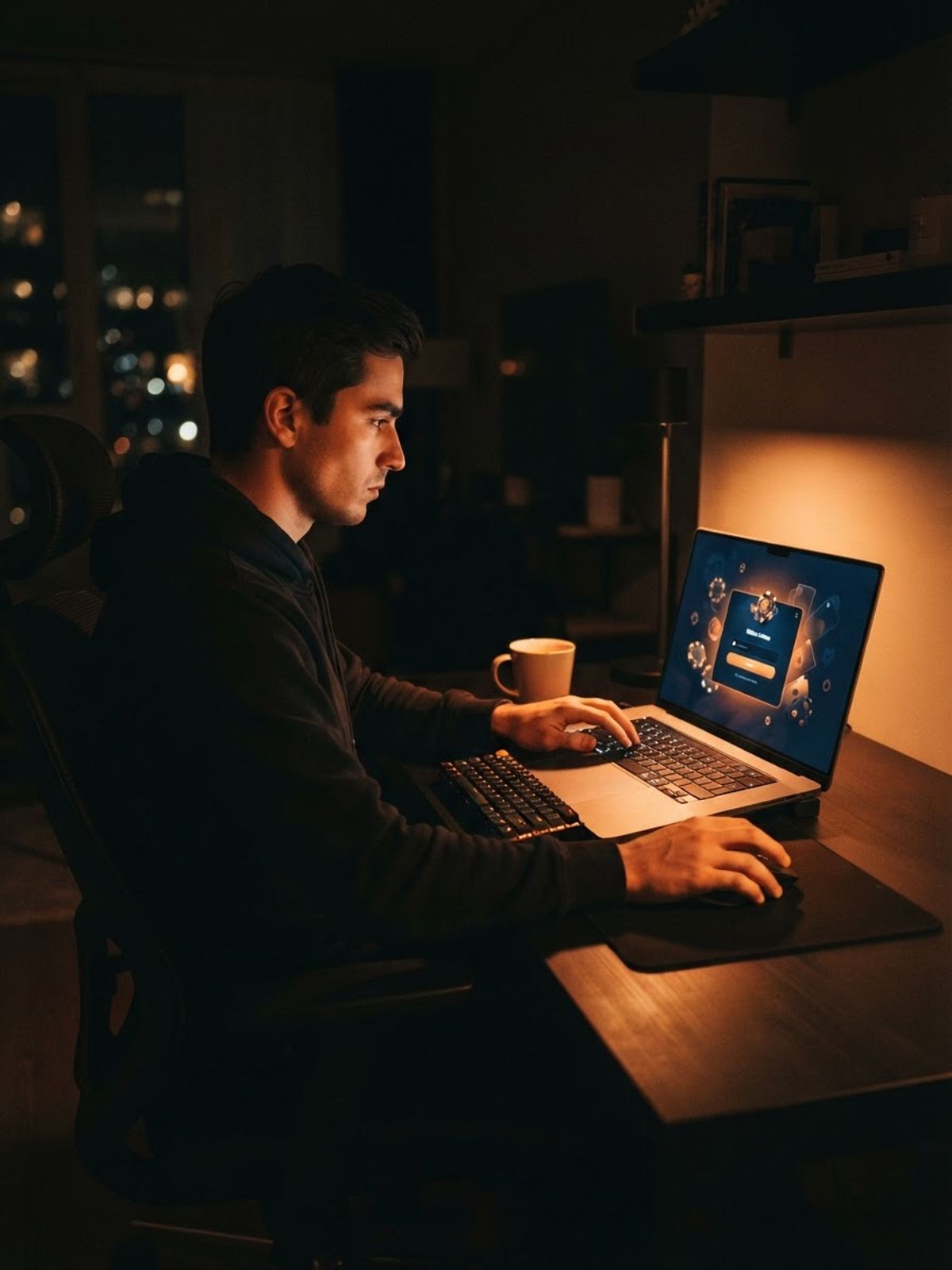 Player signing into Golden Mister account on laptop